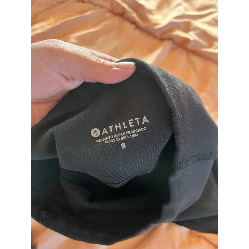 Athleta Women Black Crop Work Out Pants Side Pockets Small